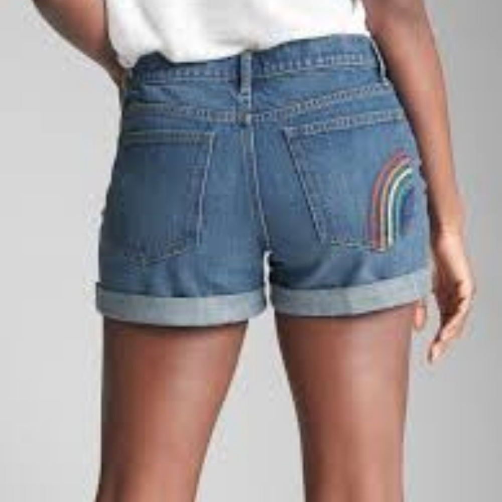 GAP Denim Shorts with Rainbow Embroidery